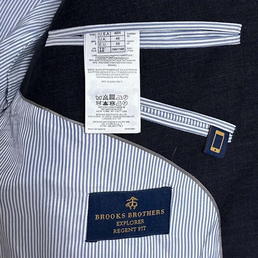 Brooks Brothers Sport‎ Coat 46R Gray Explorer Regent Blazer Classic Business